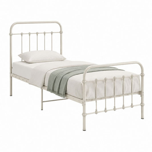 Lit simple cadre de lit blanc en acier 90 x 190 cm