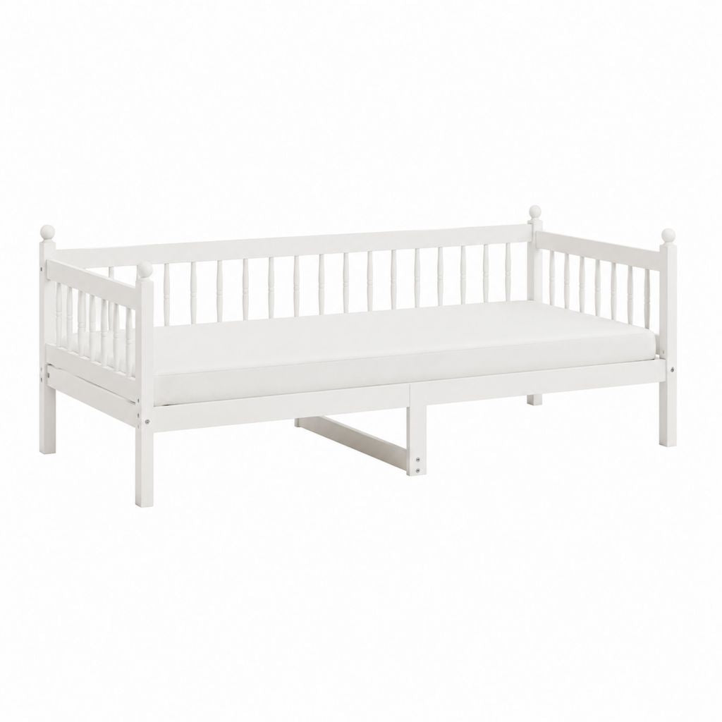Lit enfant avec barrières blanc en pin massif rectangulaire 90 x 200 cm