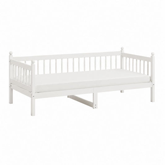 Lit enfant avec barrières blanc en pin massif rectangulaire 90 x 200 cm