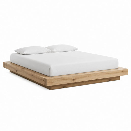 Lit plateforme 160 x 200 cm naturel en pin massif